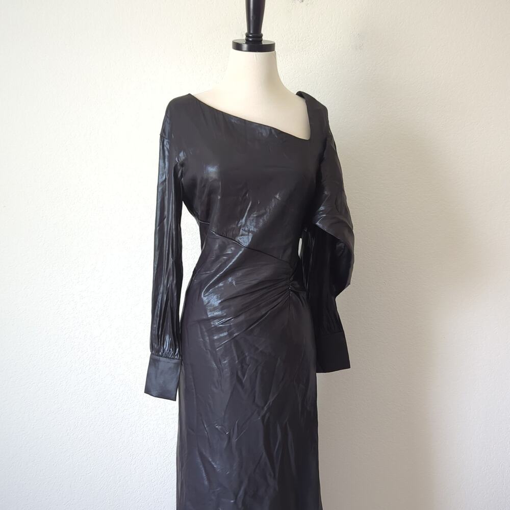 BCBGMAXAZRIA Wylie Dress Womens 38 6 Runway Designer Luxury Black‎ Shimmer $368 - Picture 15 of 16